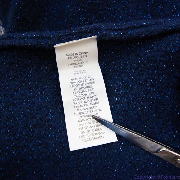 Children's Place shimmering metallic thread sequin swan navy blue sweater, L - Picture 15 of 16